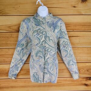 Alfred Dunner Button Up Blouse Shoulder Pads‎ Womens Size 16 Multicolor Paisley